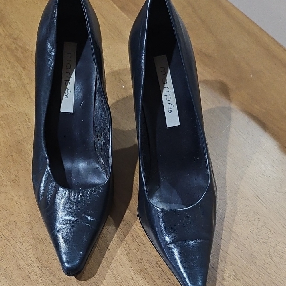 Maripe Black Heels Classic Pointed-Toe Pumps